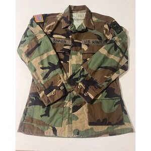 US Army BDU Jacket Mens Small Short Woodland Camo Combat Coat Military
